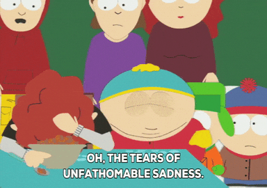 Sad Eric Cartman GIF by South Park|100%x100%